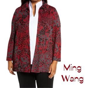 Ming Wang Black Red And Gray Print Party Event Classic Jacket NWT Size M